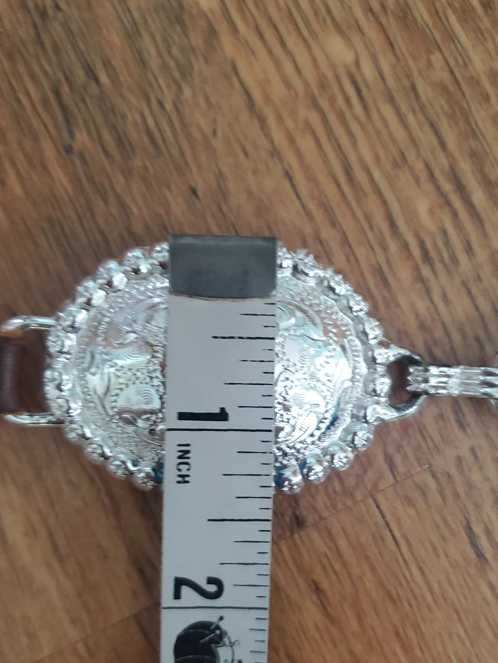 Tony Lama Vintage Heavyweight Silver Concho Brown Leather Belt - Women Size 30